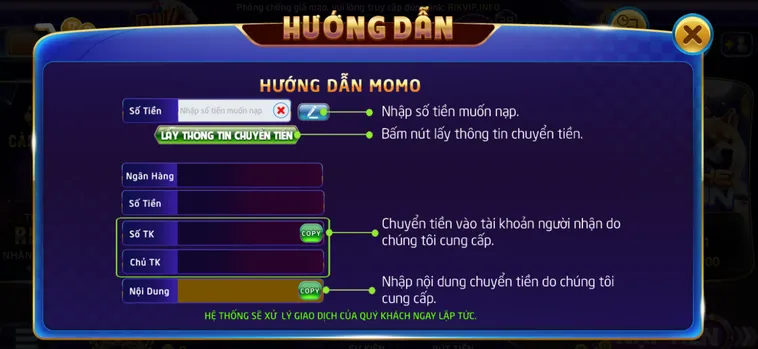 Hướng Dẫn Nạp Tiền RikVip Qua MoMo Siêu Tốc Đón Đầu Mọi Cơ Hội Chiến Thắng